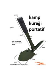 Resim Kamp Kürek Portatif Kazma Katlanır Kamp Küreği Pusulalı 
