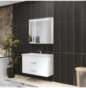 Resim Denko Girne 90 Cm Mdf Beyaz Banyo Dolabı Takımı Beyaz 
