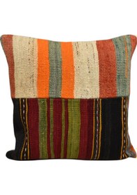 Resim Zehra Abla Halı Yeni El Dokuma Patchwork Kırkyama Dekoratif Kilim Kırlent Yastık Kılıfı 6093 