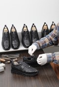 Resim SİYAH PİTON Gön Platinum Hakiki Deri Bağcıklı Erkek Sneaker 34490 