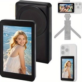 Resim 20m İletim Mesafeli Manyetik Telefon Vlog Selfie Monitörü, Canlı Yayın ve TikTok Video Çekimi için Arka Kamera Monitörü, Sosyal Medya Çekim Cihazı, Kompakt Tasarım, Güvenilir İletim, Canlı Yayıcılar İçin 