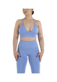 Resim Nature The Brand Ntb İp Askılı V Yaka Sporcu Sütyeni, Fitness, Yoga, Pilates, Koşu, Antrenman Mavi 