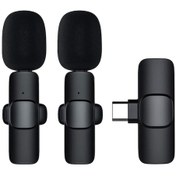 Resim Global K9 Type-c Çift Kablosuz Wireless Hd Yaka Mikrofonu Siyah Wne0203 