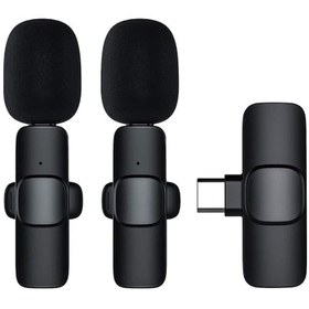 Resim Global K9 Type-c Çift Kablosuz Wireless Hd Yaka Mikrofonu Siyah Wne0203 