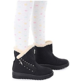 Resim Kiko Kids Hezan Fermuarlı Kız Çocuk Bot Ayakkabı Siyah - Bej Siyah - Bej 