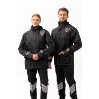 Resim Güvenlik Kıyafeti KM Kaban Soğuk Havalara Dayanıklı Reflektörlü Kışlık Mont Modeli FÜME 3XL 