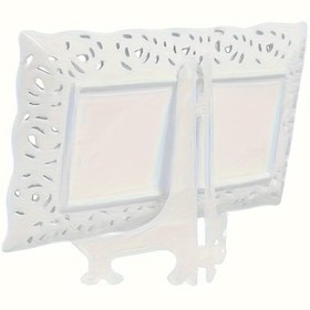 Resim 10 Adet Taşınabilir Şövale Tabak Tutucuları - Sağlam A-Karnezyan Tabanlı, Kaymaz Ayaklı ve Süslü Kesik Tasarımlı Şeffaf Sergi Standları Düğünler, Partiler, Fotoğraf Çerçeveleri, Tabaklar, Sanat Eserleri İçin - Hafif ve Kullanımı Kolay 