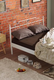 Resim Unimet Hatkus-s Çift Kişilik Ferforje Metal Karyola-beyaz (AHŞAP LATALI) 