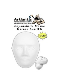 Resim Maske Boyama 19x24 Cm 5 Adet Boyanabilir Maske Karton Lastikli İnsan Yüzü Suratı Okul Sınıf Etkinlikleri Hobi 