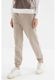Resim Tommy Life Koyu Bej Yüksek Bel Şardonlu 3 İplik Pamuklu Basic Kadın Eşofman Alt - 94624 Koyu Bej 