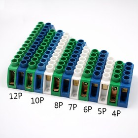 Resim 6 Mevsim Bakır Vida Terminal Bloğu, Köprü Tipi Yerleştirme Çubuğu, Elektrik Braketi, Yüksek Köprü Tek Sıra Elektrik Bağlantı Şeridi, Mavi ve Sarı Nötr Tel Terminali, İki Renkte Mevcut 