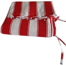 Resim Balkon Perdesi En.450X250 Cm Kullanıma Hazır Üstü Korniş Düğmel Beyaz - Kırmızı 