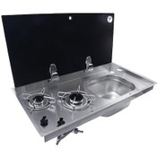 Resim Bıo Cam Kapaklı Çift Gözlü Ocak Ve Evye Seti Fsm3455 