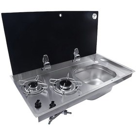 Resim Bıo Cam Kapaklı Çift Gözlü Ocak Ve Evye Seti Fsm3455 