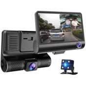 Resim Kalera Araç Içi Kamera Gece Görüşlü 3 Kameralı 4 Inç 1080p Yol Kayıt Kamerası Geri Vites 
