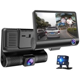 Resim Kalera Araç Içi Kamera Gece Görüşlü 3 Kameralı 4 Inç 1080p Yol Kayıt Kamerası Geri Vites 