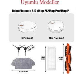 Resim RotRever Xiaomi Mi Robot Vacuum Mop Pro (Model NO:STYTJO2YM Dikkat)Vacuum Mop P Robot Süpürge Yedek Parça Seti 