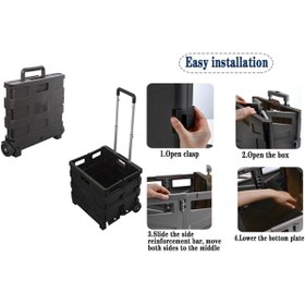 Resim BALATLI Genel Markalar Ufak boy Katlanabilir Yükseklik Ayarlı Paket Market Taşıma Arabası SİYAH ufak boy 3 tekerlekli 