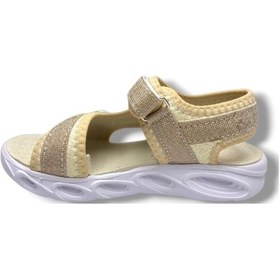 Resim Arzen Bebe 223-26 Simli Cırtlı Anatomik Kız Çocuk Sandalet 31-35 Altın 