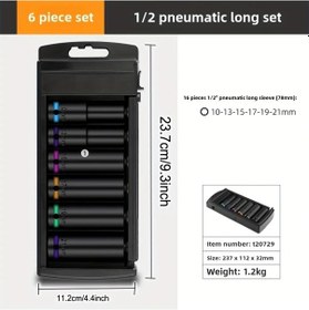 Resim Xuweiwei Yüksek Özellikli 1/2 Inç Lastik Bijon Lokma Anahtarı 6 Parça 10-13-15-17-19-21 Mm Taşınabilir Saklama Kutusu 