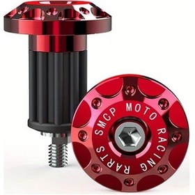 Resim Cloudstore Kırmızı Cnc Metal Motosiklet Gidon Tutacakları Seti 2 Parça 