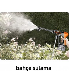 Resim Kraft Hart Çift Akülü Şarjlı Yüksek Basınçlı Oto Araba Bahçe Yıkama Sulama ve Temizleme Tabancası Makinesi 
