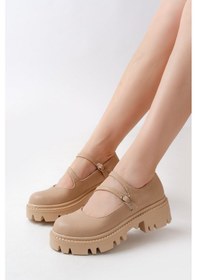 Resim 868-756 Nut Günlük Yüksek Tabanlı Loafer Ayakkabı Bej - Siyah 