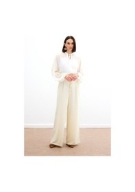 Resim Sateen Nakışlı Şifon Gömlek - Krem-136178 Krem 