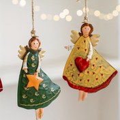 Resim 4 adet Vintage Angel Asılı Süsler - Fantazi Temalı Ahşap Noel Ağacı Süslemeleri, Hafif Festival Tasarımı, Elektrik veya Piller Gerektirmez, Tüy Olmayan Vintage Stil Süs 