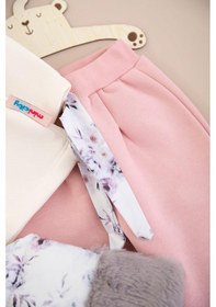 Resim Kız Bebek Şardonlu Çiçekli Peluş Yelekli Takım 3 Parça 2603 Pembe 