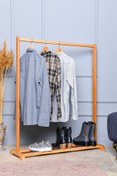 Resim Bysay Ahşap Elbise Askılığı Ayaklı Askılık Konfeksiyon Askılığı (large-naturel) 