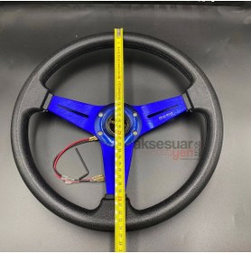 Resim carlone Momo Spor Direksiyon 35cm Mavi Göbek Detaylı- Yarış Spor Direksiyonu 