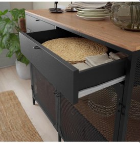 Resim Fjällbo Konsol, Siyah, 47x111x95 Cm Meridyendukkan Rustik , Masif Ahşap Kahve Köşesi 