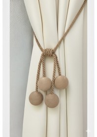 Resim Modern Sarım 4 Toplu Braçol Kornişe Takmatik Ipli Tavan Perde Aksesuarı Vizon 