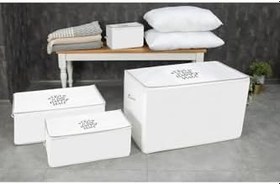 Resim Art Bee Baskılı Ipli Hurç Seti - Kazak, Yastık, Baza, Yorgan Hurcu 30x22x20 Cm 