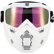 Resim Mufunye Bisiklet Ve Motosiklet İçin Açık Yüz Kaskı Uyumlu, Ayrılamabilir Renkli Lensli Rüzgar Ve Kum Koruyucu Maske Beyaz 