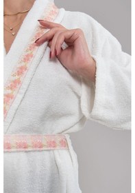 Resim Güvenal Valentis Desenli İşlemeli Kutulu Kadın Erkek Pamuk Bornoz Sabahlık Bornoz Seti Çeyiz Hediyelik 9 Çok Renkli 