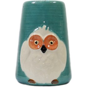 Resim Beyaz Baykuşlu Mavi Vazo Orta 