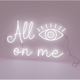 Resim Twins Led All On Me Yazılı Göz Figürlü Neon Tabela Beyaz Model:model:24603366 Beyaz 