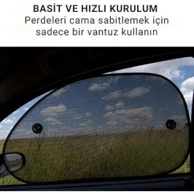 Resim Uv Korumalı 2 Adet Araç Yan Cam Güneşlik Sineklik 65X38CM Araç Yan Cam Güneşlik Araç Perdesi 