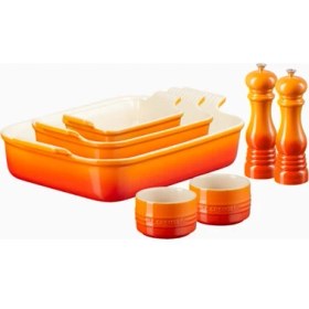 Resim Le Creuset 5 Parça Seramik Fırın Kabı ve Tuz-Biber Değirmeni Seti 