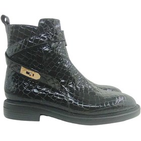 Resim Oneka Shoes Erkek Günlük Çizme gold Kilit tokalı siyah kroko rugan 420525YTÇ1206 
