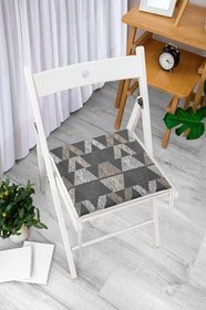 Resim RealHomes Siyah Zemin Geometrik Üçgen Tasarımlı Fermuarlı Sandalye Minderi 