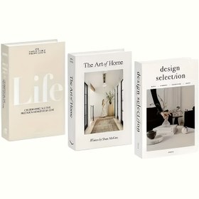 Resim Azimiyetli Yalan Kitap Üçlü Set, Modaya Uygun Dekoratif Kitap, Simülasyon Kitaplık Süsleri, Fotoğraf Özellikleri 