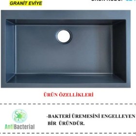 Resim Öztaş ÖZ-78a Granit Mutfak Eviye Antrasit Tek Gözlü 50 x 78 CM 