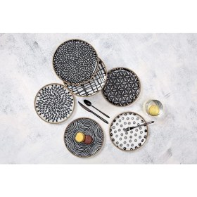 Resim Mediterian 6 Parça Renkli Porselen Pasta Takımı, Şık ve Kullanışlı 6 Kişilik Set 