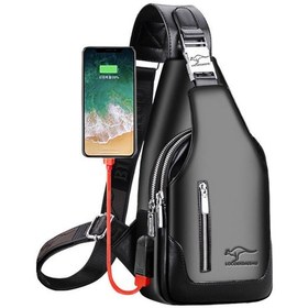 Resim Tenfowee Siyah Dışarıda Kullanıma Uygun Su Geçirmez Çift Reçmeli Usb Şarjlı Kol Çantası - Dayanıklı Dokulu Kumaş, Bölümlü Depolama, Casual Stili Siyah 