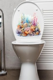 Resim Deniz Yıldızları Deniz Kabukları Mercan Temalı Klozet Banyo Sticker 