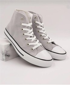 Resim Bağcıklı Unisex Uzun Keten Ayakkabı-gri-113 Gri 