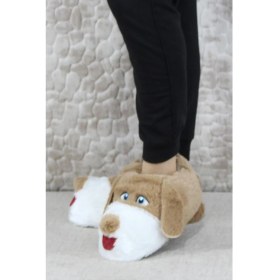 Resim Fort Sevimli Köpek Figürlü Peluş Panduf Hayvanlı Yumuşak Kadın Panduf 